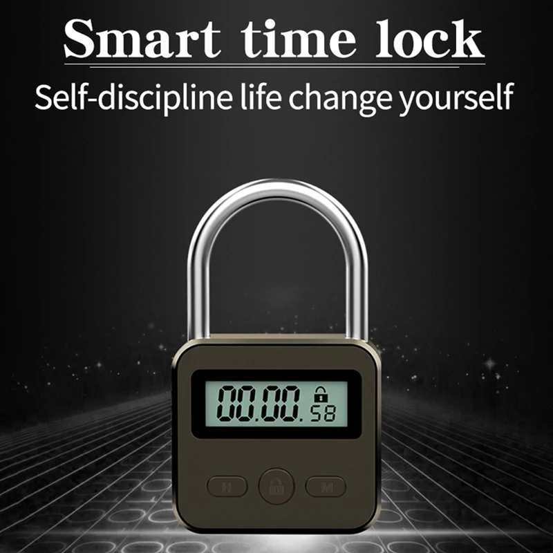 LCD Display Electronic Timer Switch USB Rechargeable Timer Padlock Travel Electronic Timer-Silver