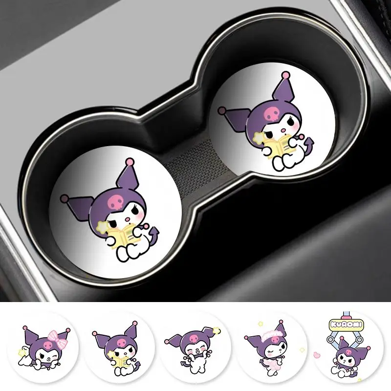 Sanrio New Car Water Coaster Coffee Coaster Anti-Slip Mat Cartoon Cute Coaster Car Interior Kuromi Car Accessories Gift