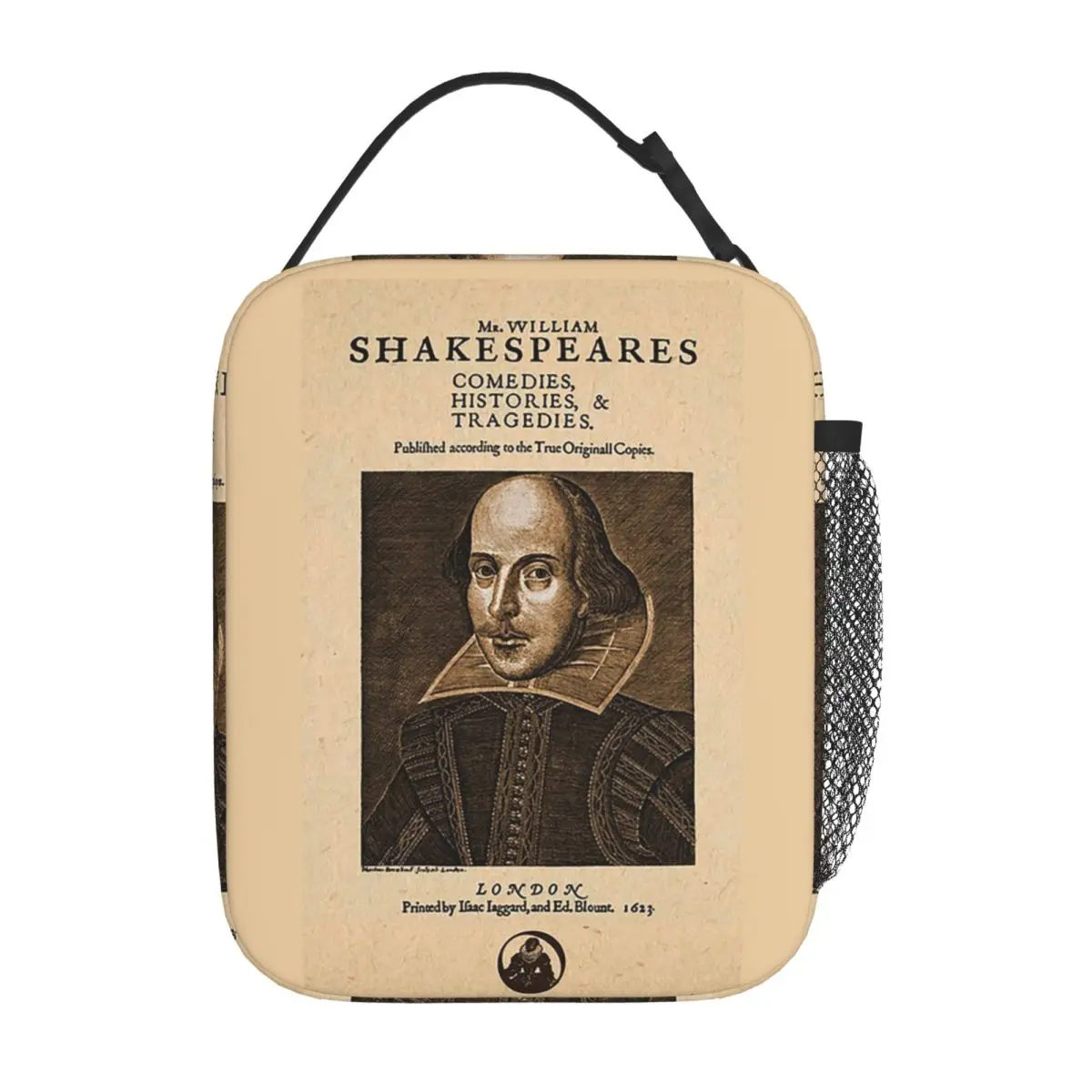 Shakespeare First Folio Front Piece Insulated Lunch Bag for Women Children Portable Food Boxes Thermal Lunch Box Tote