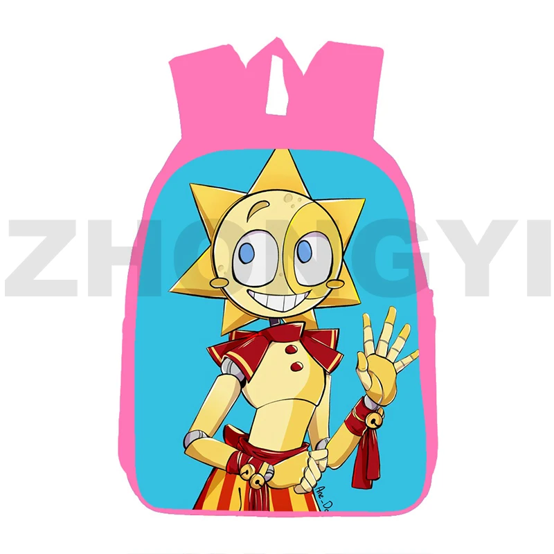 Funny Game Fnaf Sundrop Moondrop 3D Backpack Women Cute Rucksack Kindergarten Harajuku Anime Japanese Bag 12/16 Inch School Bags