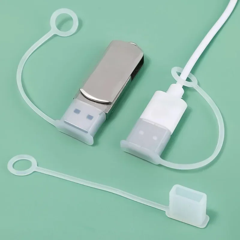 10-1Pcs Transparent Anti-Lost Dust Plugs for USB Extension Transfer Data Line Cable Stopper Cover Cap USB A Port Protection