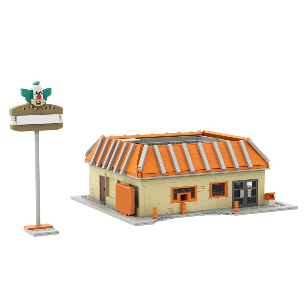 MOC Krusty Burger Fast Food Restaurant  Building Blocks Animation Hamburg Shop Street View Bricks Toys And Children's Gifts