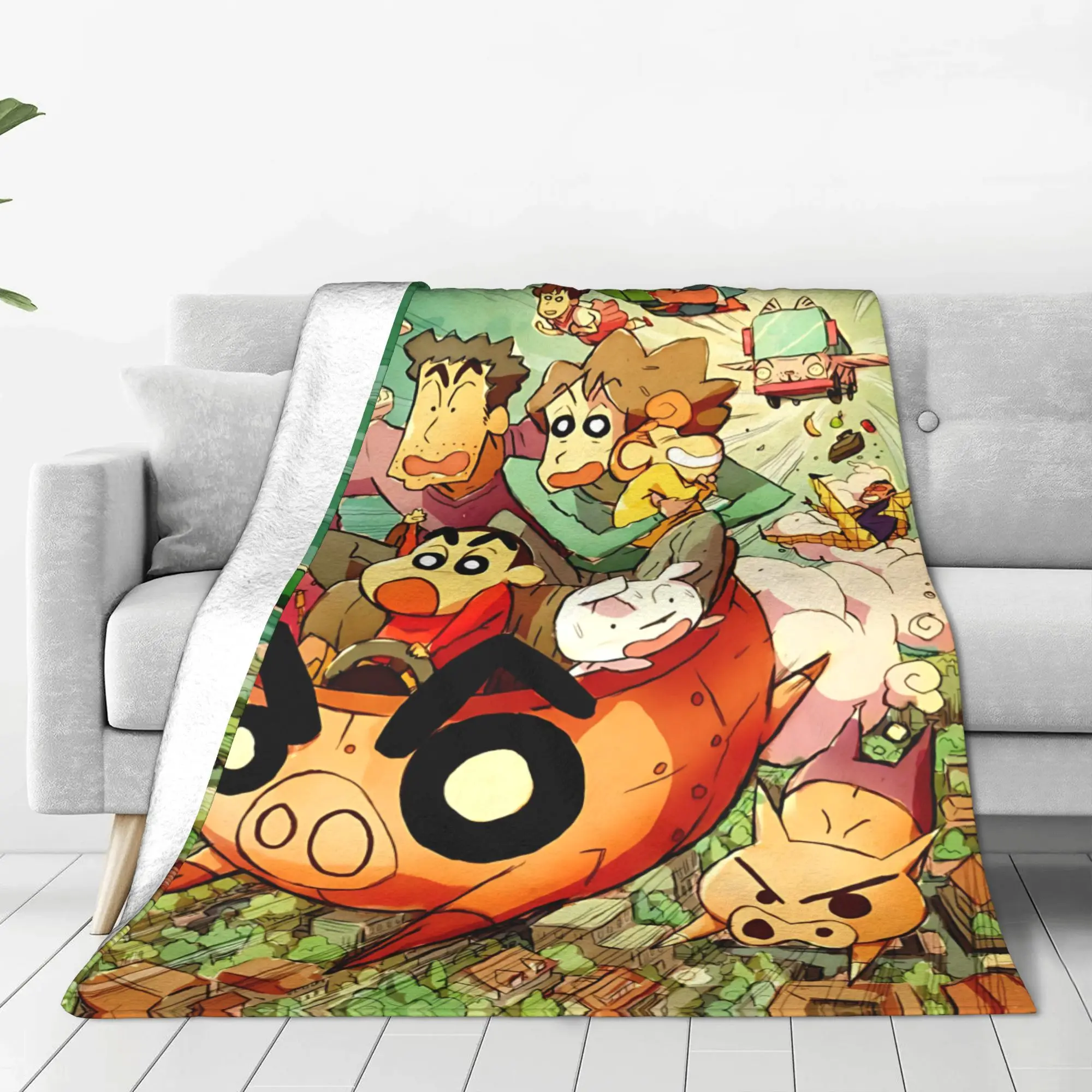 1PC home Cutecore Crayon S Shin chan  Blanket Super Cosy Plush Home Living Room Sofa halloween