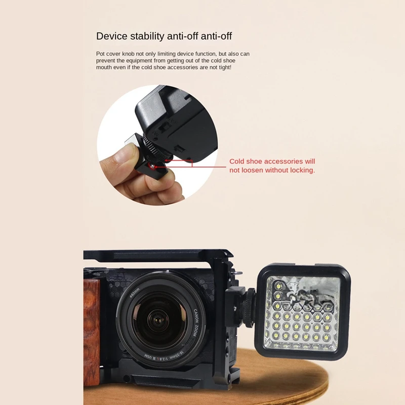 Adaptador Hot-Shoe para DSLR Camera, 360 Graus Rotativo, Camera Rig, Mic, Monitor, Flash Light, Cold Shoe Mount, Segurança, 1/4 "parafuso