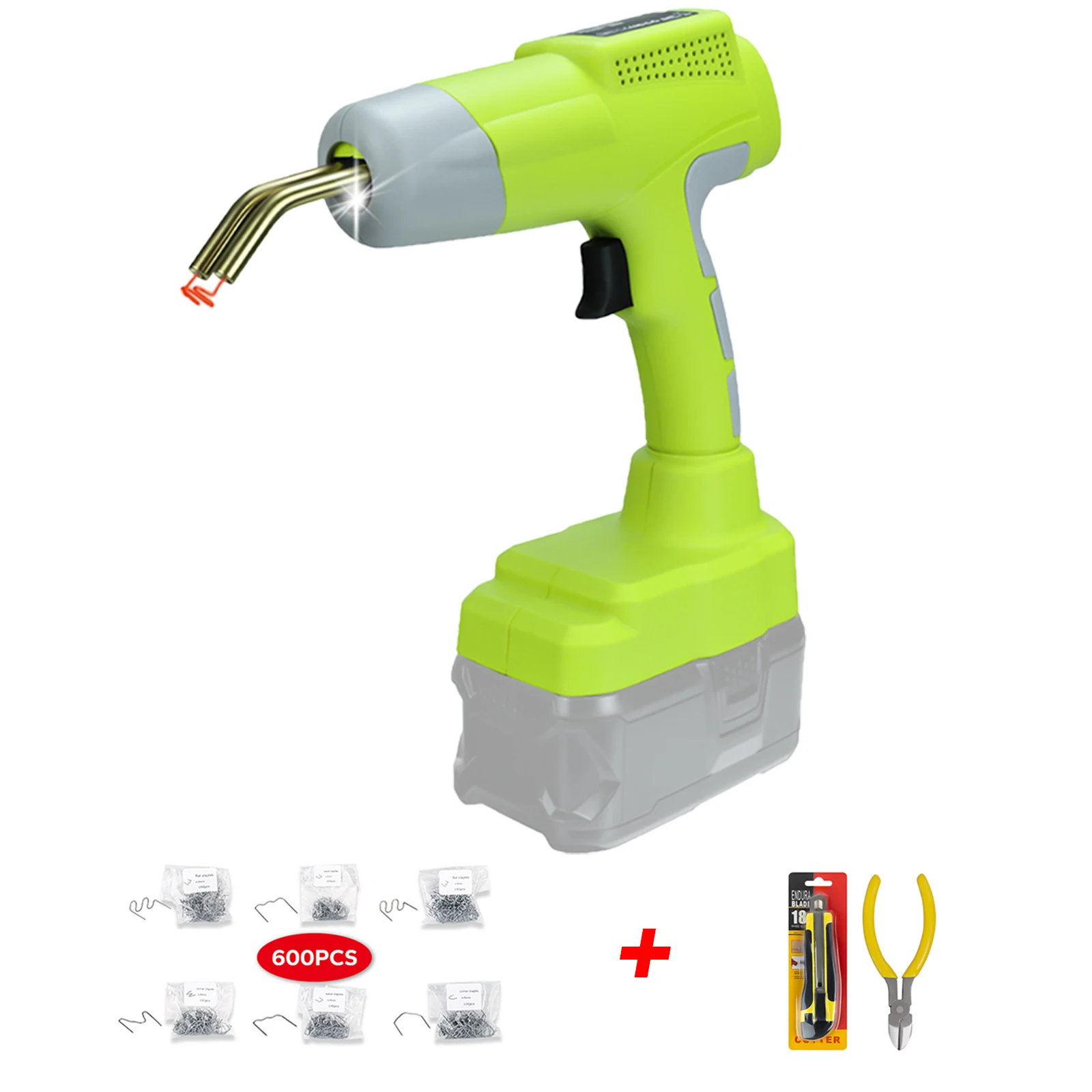 

Cordless Plastic Welding Gun for Ryobi 18V 20V Li-ion Battery Welder Machine Hot Stapler with 600pcs Nails Plastic Welding Kit