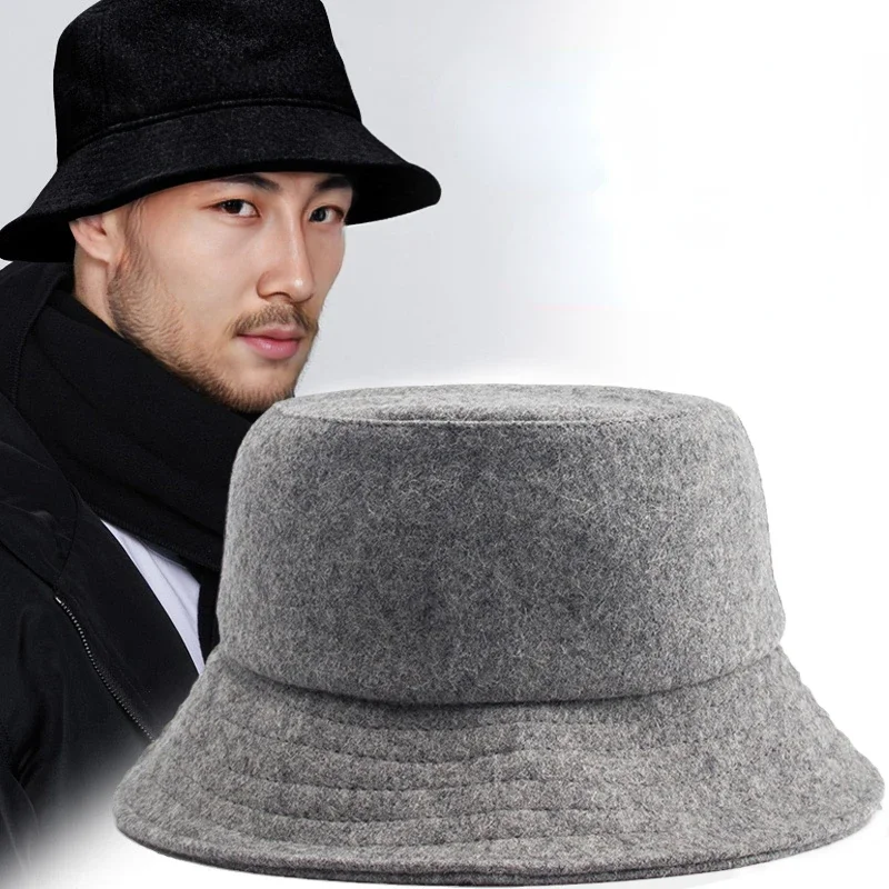 2024 inverno balde chapéu para homens mulheres preto dobrável de lã manter quente à prova de vento chapéu dobrável rua ao ar livre headwear