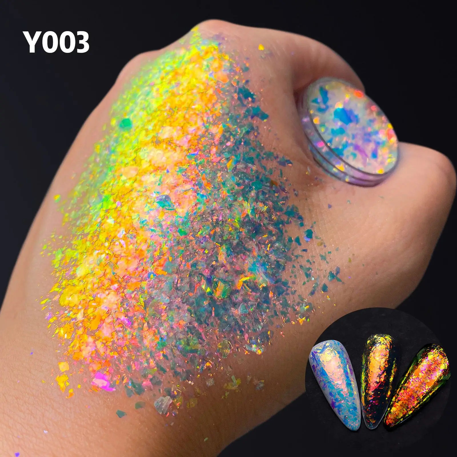 1 Jar Fantasy Colorful Brocade Reflective Mermaid Polarized Opal Ice Velvet Powder Paillette Manicure Dust Slice Sequins Charms