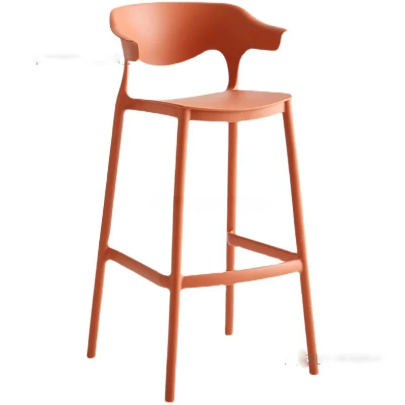 

Minimalist Backrest Bar Stool Plastic High Legs Lounge Kitchen Bar Chair Designer Nordic Dining Taburetes De Bar Home Decor