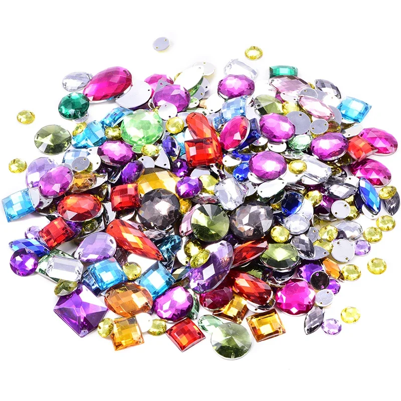 Bobohoo 100pcs Mixed Shape стразы Acrylic Sew On Rhinestone Mix Sizes Crystal Sewing Rhinestones Glitter Stass For Wedding Dress