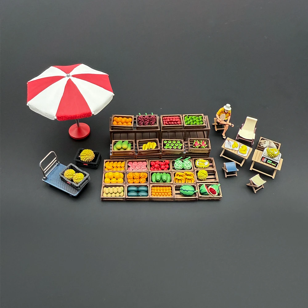 Kicarmod 1:64 conjunto de suporte de frutas impressão 3D material de resina cena em miniatura figura modelo ornamento