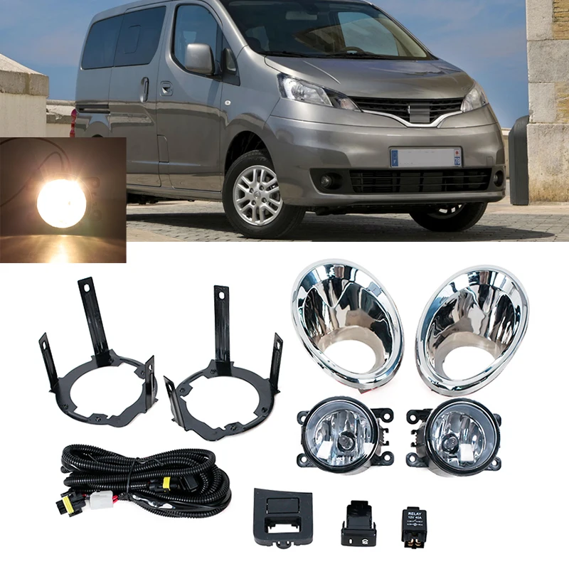 1 Set For Nissan NV200 2010-2018 Car Front Bumper Fog Lamp Light Wires Switch Cover Frame Cap Lid Bezel Kit