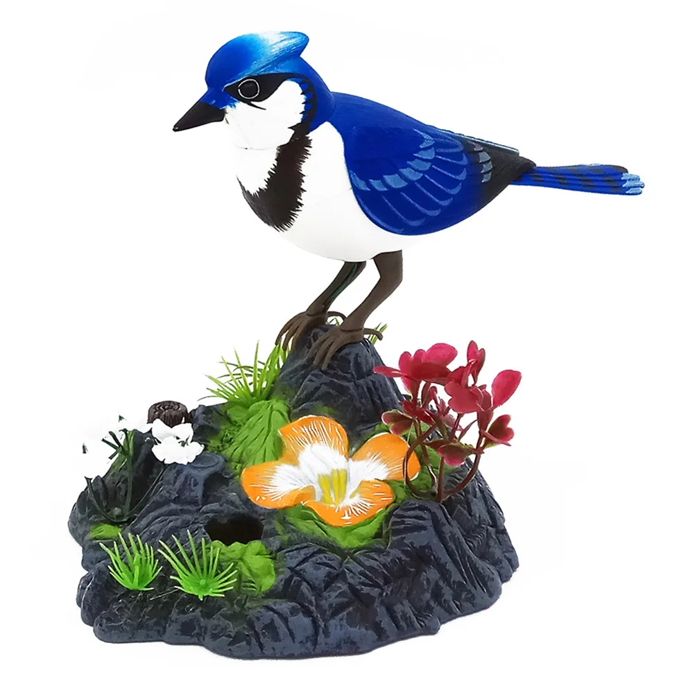 Bird Figurines Electric Artificial Birdcage Sound Voice Blue Child