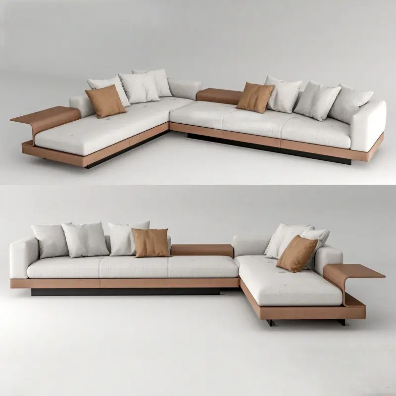 Hotel Italian sofa living room simple modern light luxury corner sofa, special-shaped L-shaped card seat combination