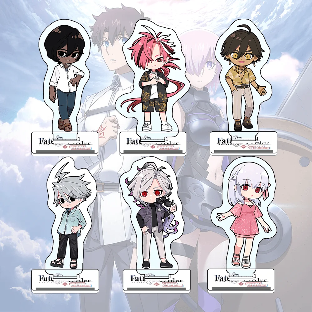Llavero con soporte acrílico de 10cm de Fate Grand Order Arjuna, figura de anime kawaii chibi, decoración de escritorio, regalo coleccionable para otaku y anime.