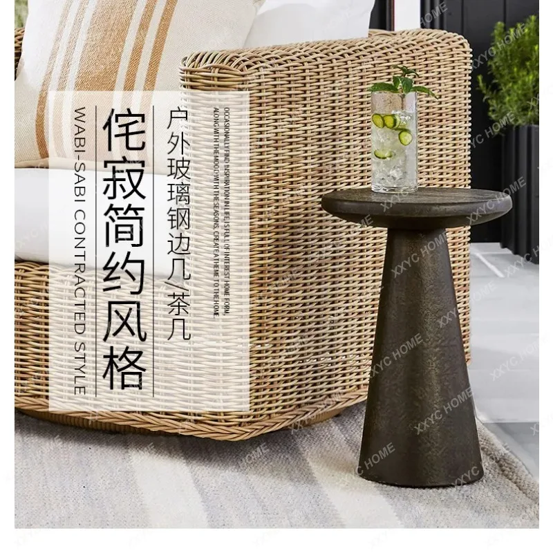 XXMinimalist Designer Round Table  Vintage Outdoor Side Table Living Room Balcony Leisure Coffee Table