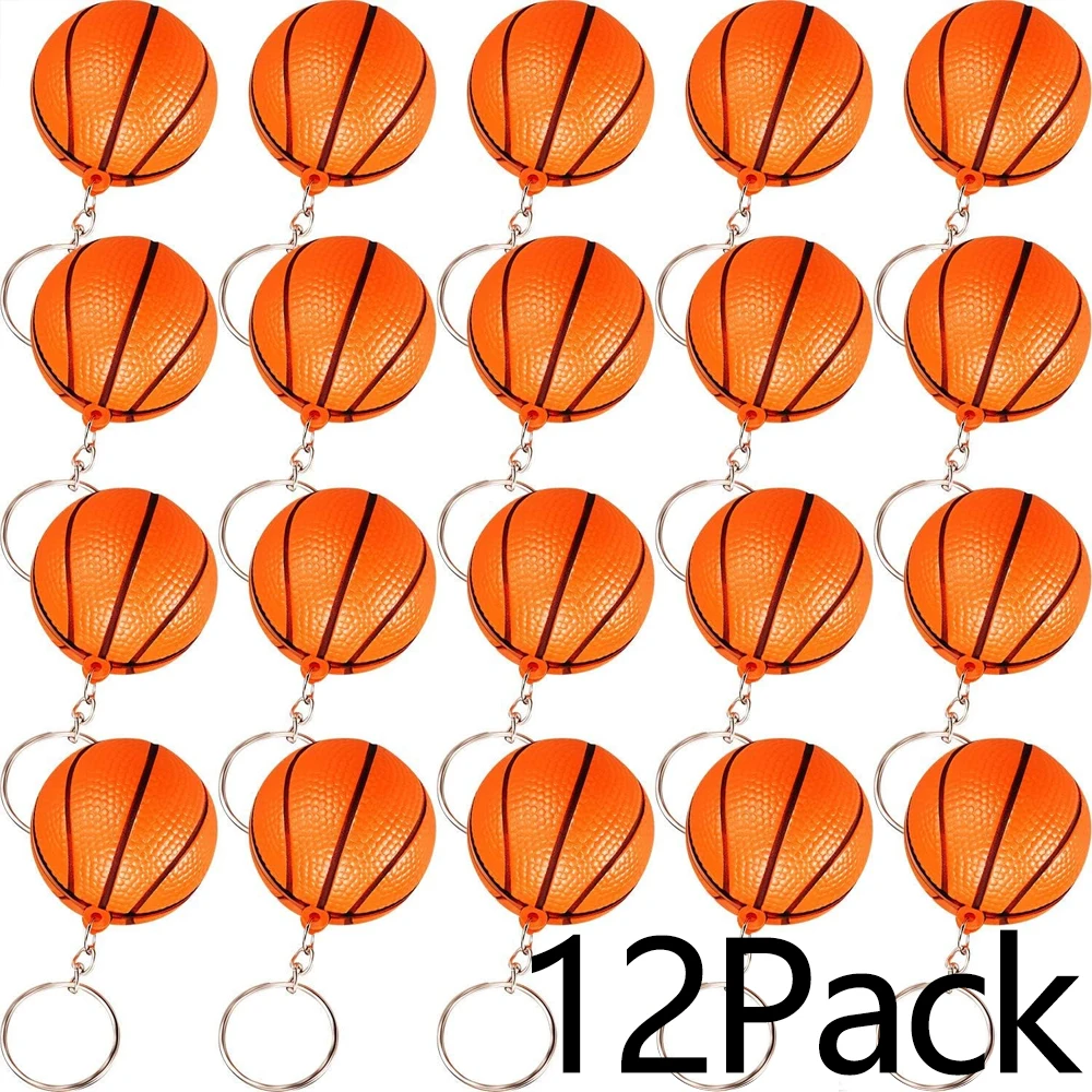 12-24Pcs Basketball Ball Keychain Sports Keychain Creative Mini Keychain Backpack Pendant Car Accessories Gift Sports Theme