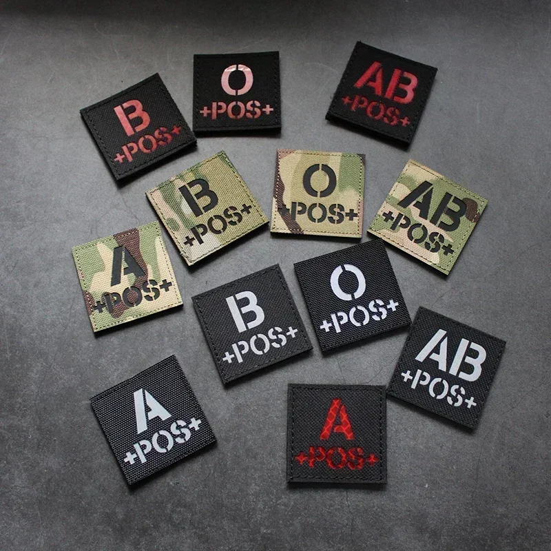 Blood Type Hook and Loop Tactical Morale Badge Emergency Medical IR Reflective Armband Patch Accessories Backpack Stickers