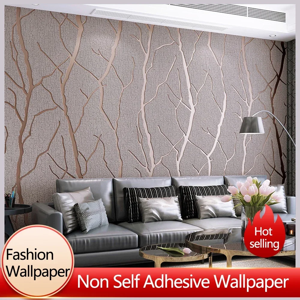 10 Meters Modern Minimalist Lines Deer Skin Velvet 3D Wallpaper Thickened Non Woven Fabric Living Room High Quality Wallpapers