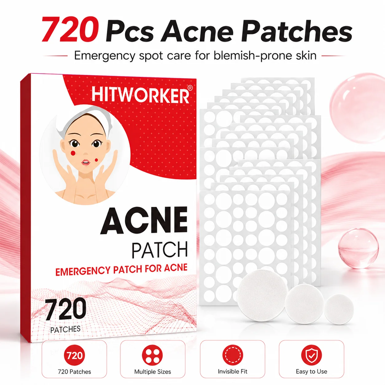 High Quality Transparent Round Hydrogel Acne Removing Patch, Alcohol-Free, Tasteless, Deep Cleaning Acne Removing Patch