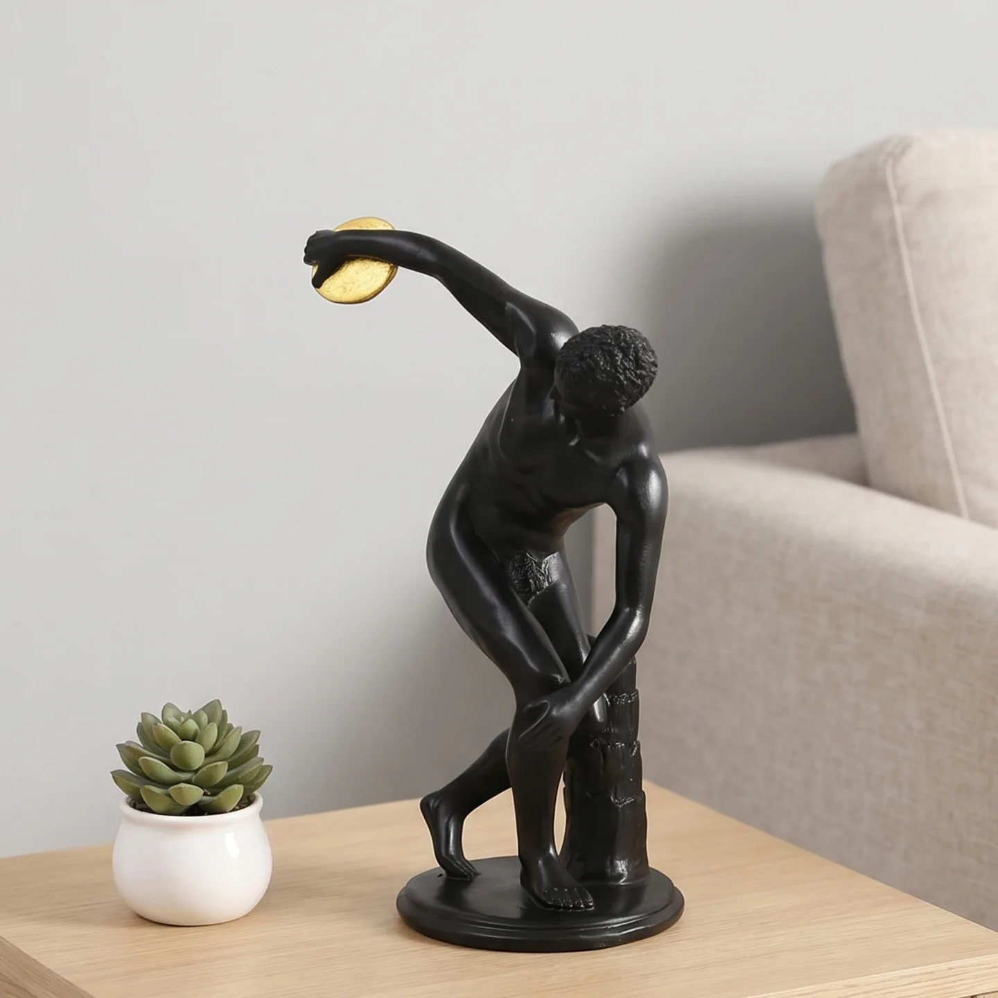 Discus Thrower Statue Greek Nude Male Athlete Sculpture Roman Style Figurine Home Office Bookshelf Desktop Decoration