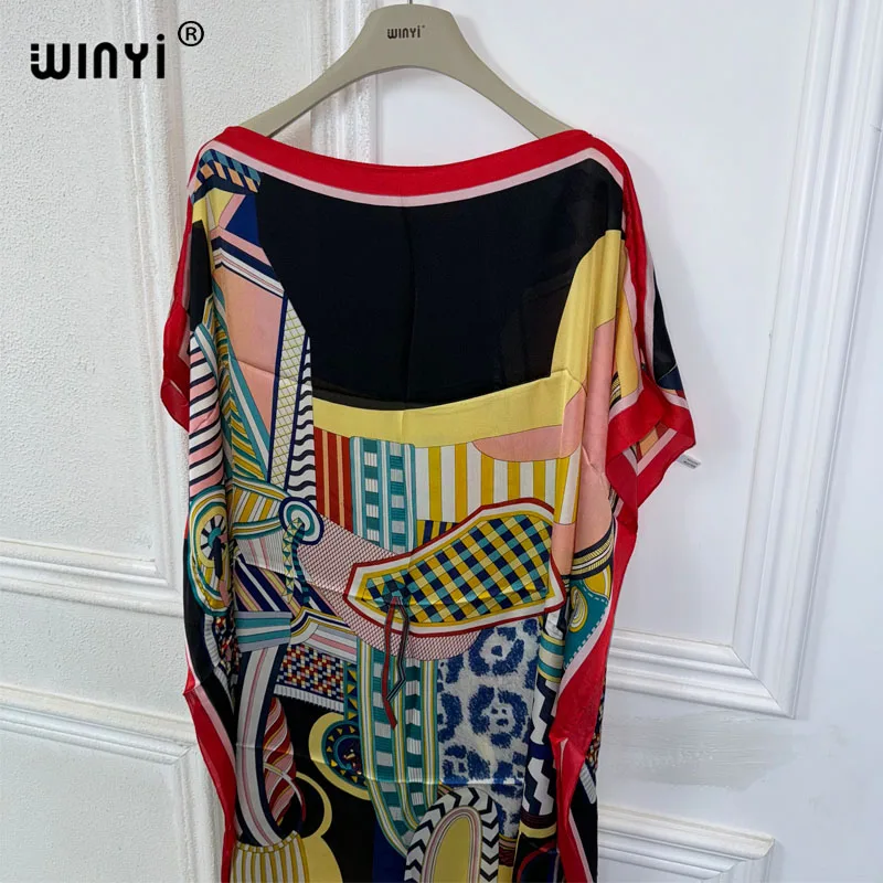 WINYI maxi dress Summer sexy african oversize dress BOHO print beach wear women Loose Femme Robe Muslim فستان beach cover ups