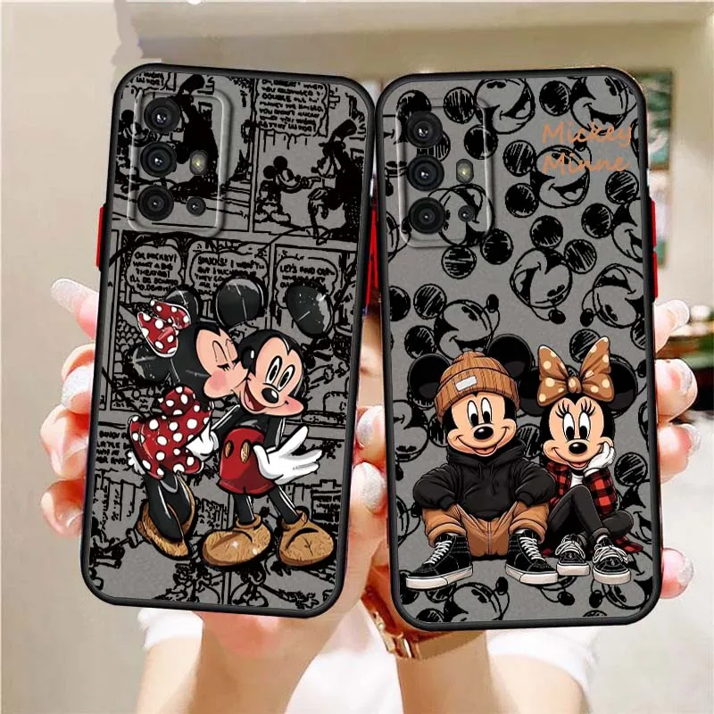 

Disney Art Minnie Mickey Phone Case For Samsung A73 A72 A71 A55 A54 A53 A52 A51 A35 A25 A15 A14 5G Frosted Translucent