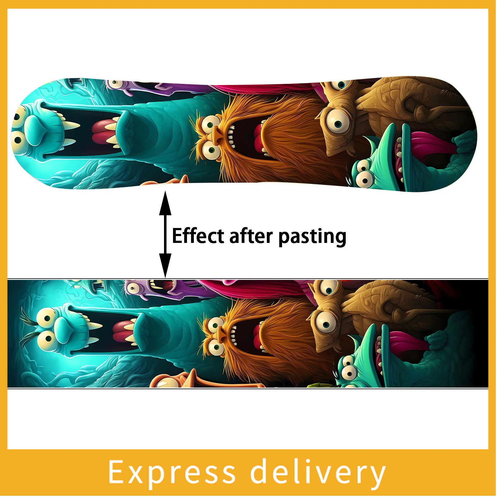 

Забавная наклейка с монстром для сноуборда, наклейка для украшения сноуборда в уличном стиле, наклейка для сноуборда, украшение для сноуборда