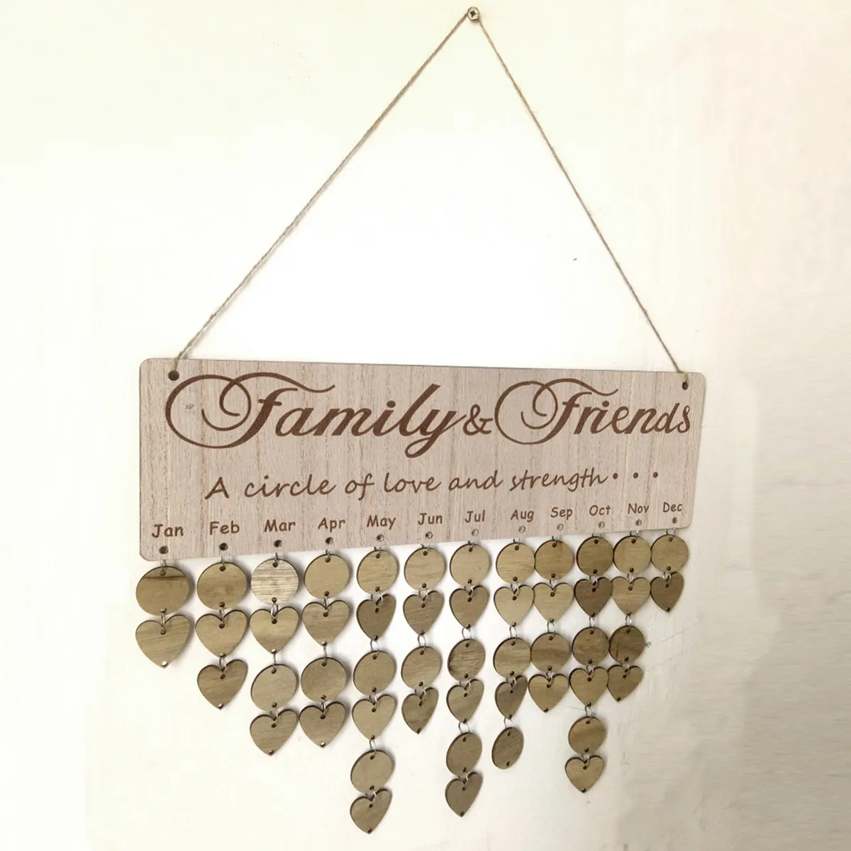 

Wooden Block Calendar Plaque 1 Board 1 Rope 50 Discs Family Friends Birthday Anniversary Reminder Easy Assemble Wall Decoration