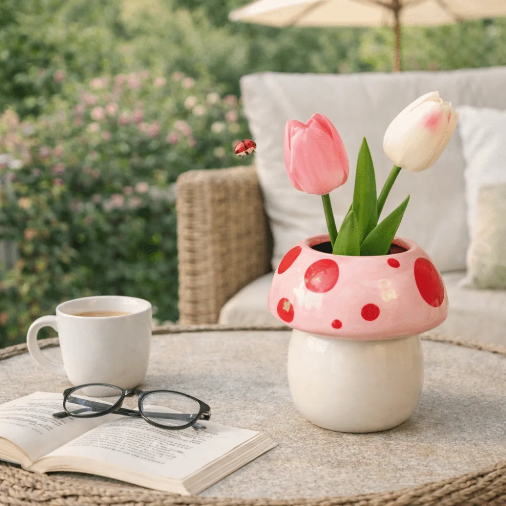 Mushroom decoration Mushroom Decorative Piece Creative Decoration Pink and Red Mushroom Pen Container Makeup Brush Holder