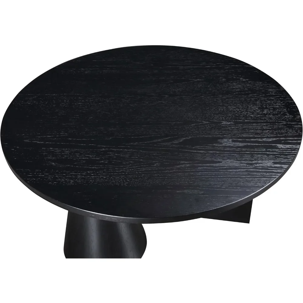 Mesa de centro Art Deco con acabado negro intenso, madera maciza, chapa de roble natural, 39 pulgadas de ancho x 39 pulgadas de profundidad x 16 pulgadas de alto |