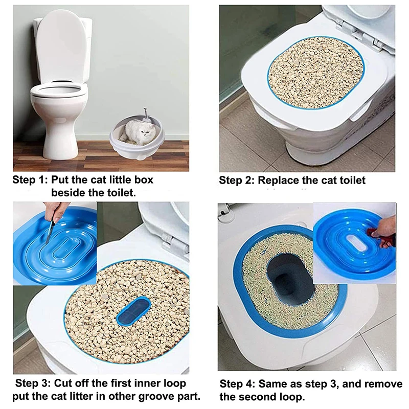 1Set Durable and Reusable Cat Toilet Training Kit Puppy Cat Litter Mat Cat Toilet Trainer Toilet For Most Toilets on The Market