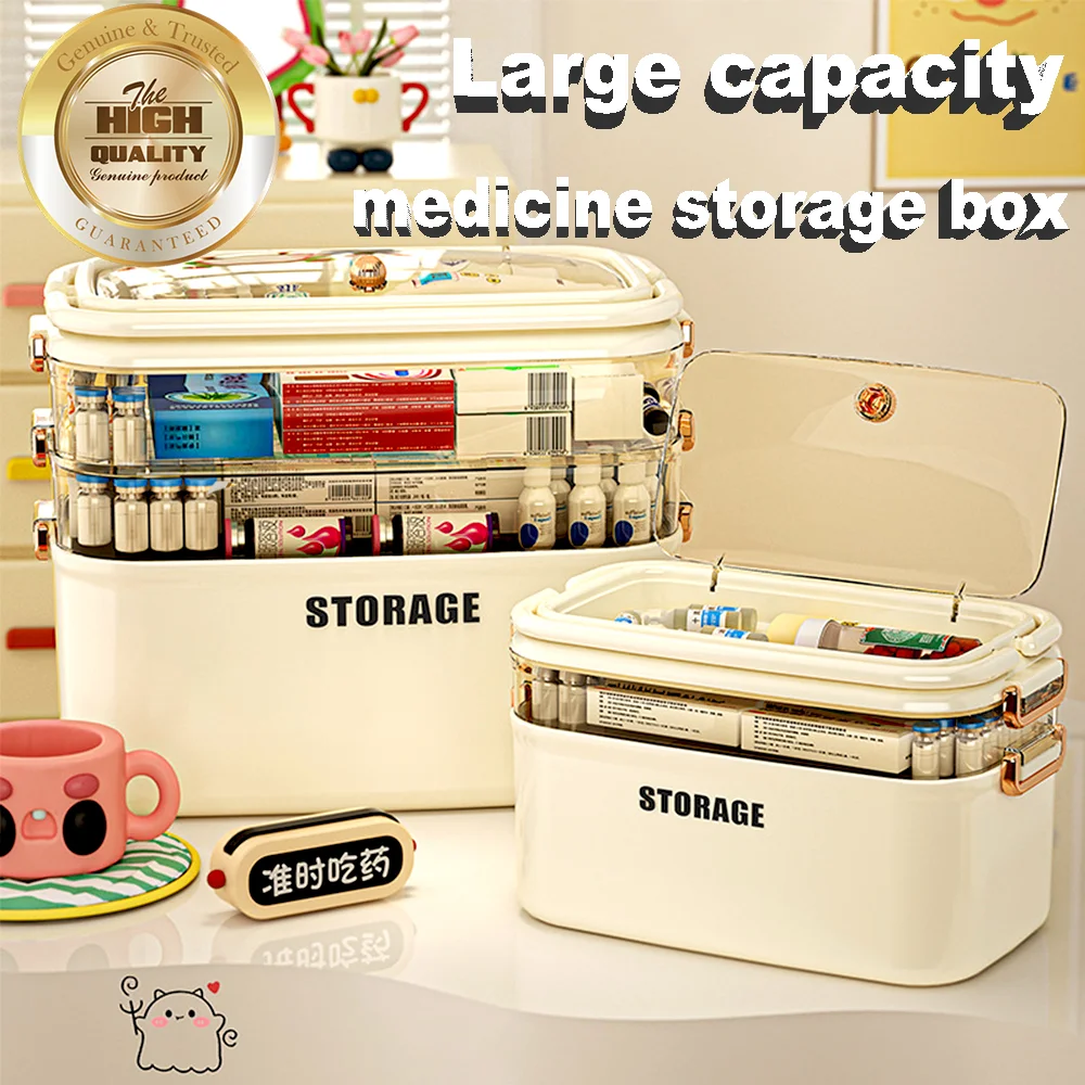 Medicine Organizer Storage Box Large Capacity Family Multi-Layer Portable Case First Aid Kit Makeup Stationery Pill Storage Box