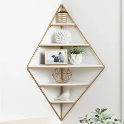 Nordic Wall-mounted Iron Storage Simple Living Room Corner Frame Multi-functional Bookshelf for Bedroom or Kid’s Room Organizer