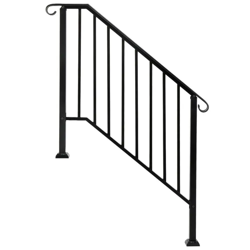 Wrought Iron Stair Handrail Stair Rail Railing Fit 3-4 Steps Handrail for Stairs