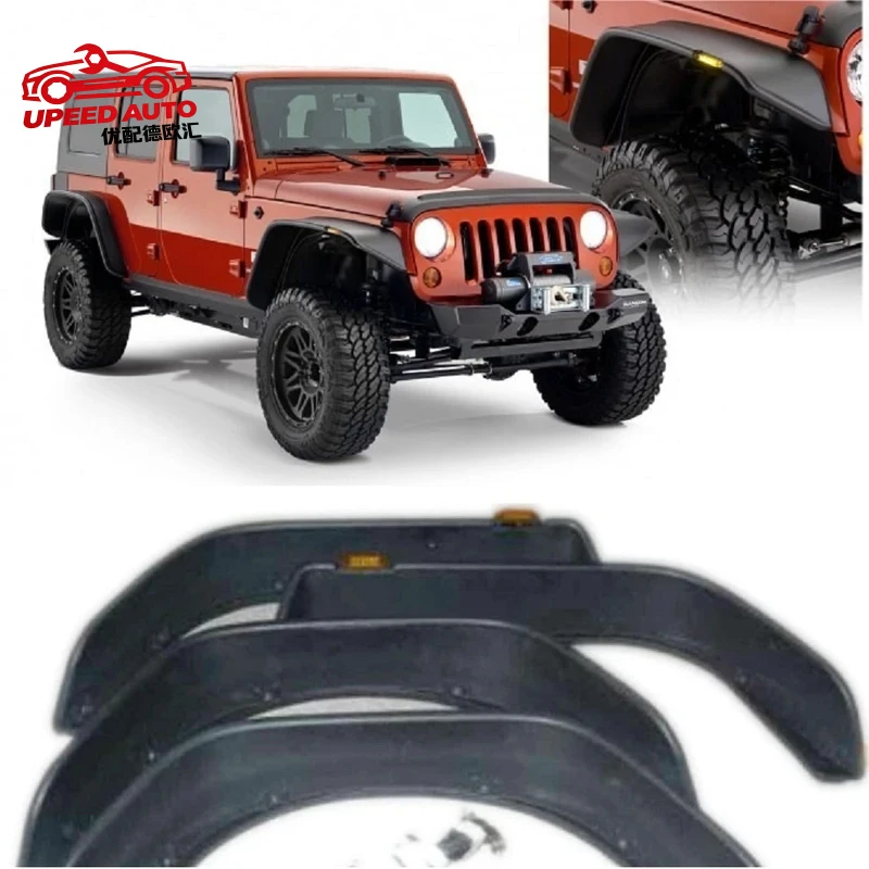 Front & Rear Fender Flares Mud Guard Air Plane Style Mudguard For Jeep Wrangler JK 2007-2017 J006