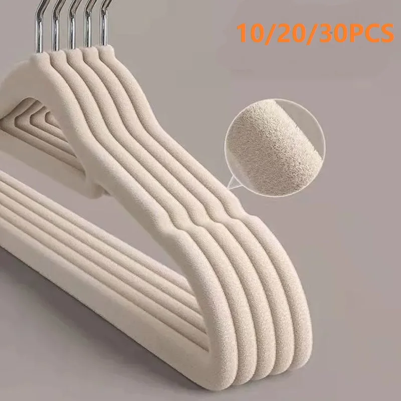 10-30PCS Non-Slip Fleece Hanger with Bold Design Decorators Seamless Wardrobe Storage Sorting Drying Rack Specialized Hanger