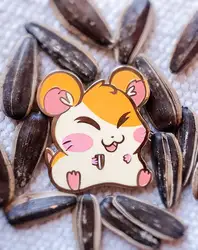 Kawaii Hamster with Melon Seeds Hard Enamel Pin Cute Animal Badge Brooch for Jewelry Accessory Gifts