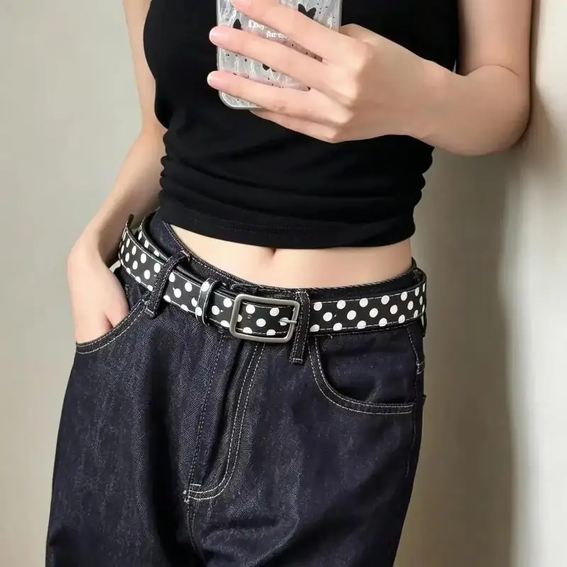 Gepunkteter Gürtel aus Kunstleder, verstellbare Metallschnalle, süßer Aufdruck für Jeans, Kleider, lässige Alltagskleidung – Detail 13