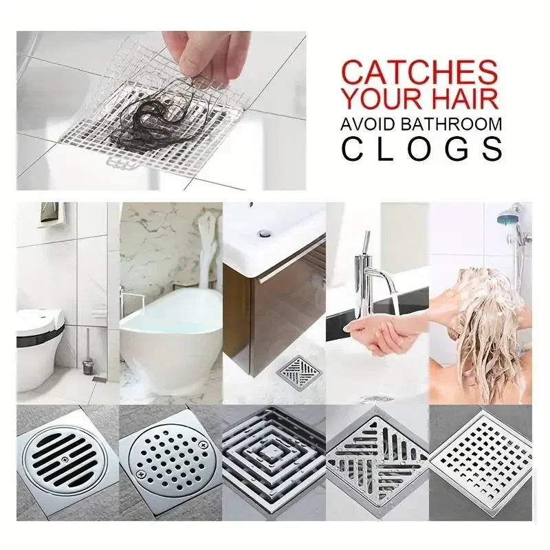 5~100m Cuttable Shower Sewer Hair Catcher Adhesive Floor Sewer Sticker Disposable Mesh Sink Strainer Bathroom Strainer