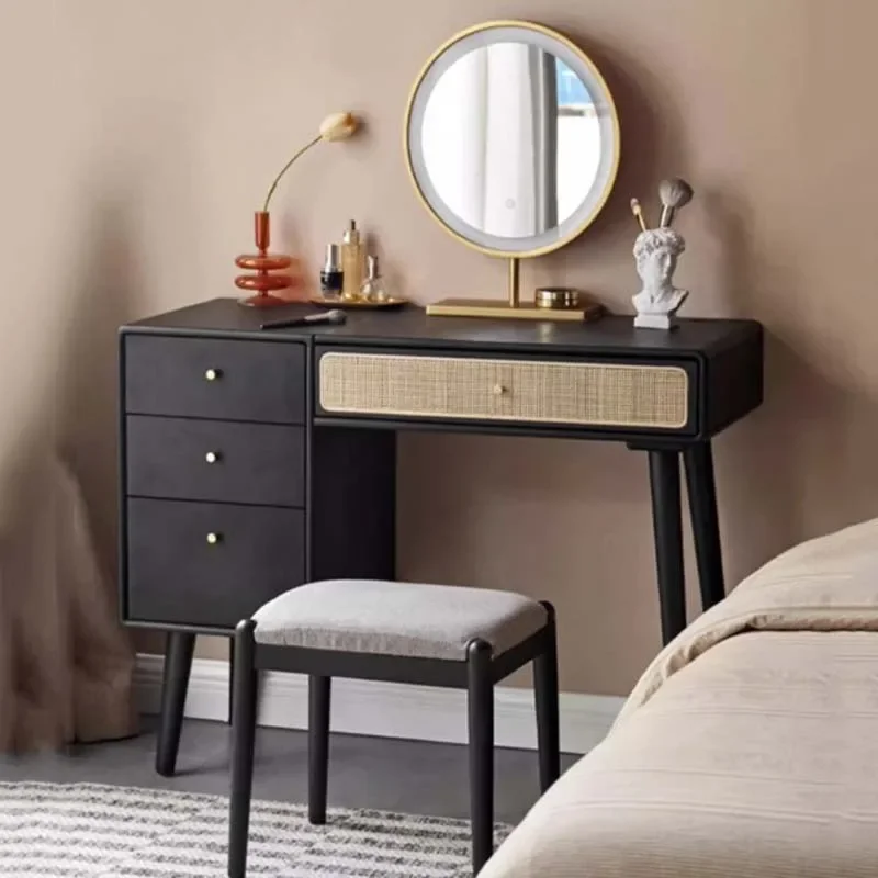 

Vintage Makeup Dressing Table Cabinet Blaxk Minimal Modern Wooden Dressers Storage Drawer Comoda Pra Quarto Furniture Bedroom