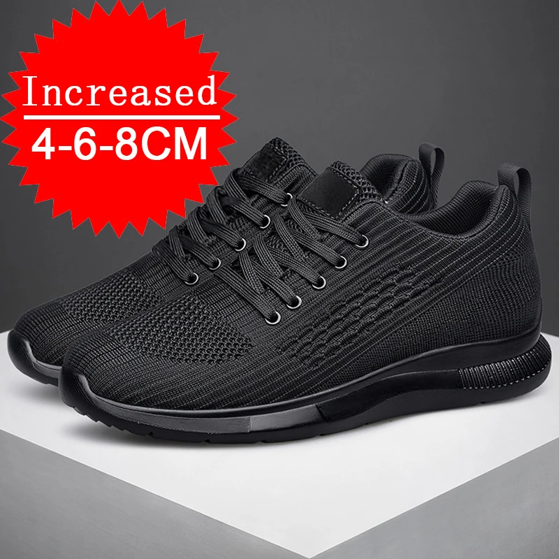 Man Mesh Breathable Casual Shoes Invisible Inner Height-increasing Shoes Increasing Shoes Soft-soled Running Shoes Sports Shoes