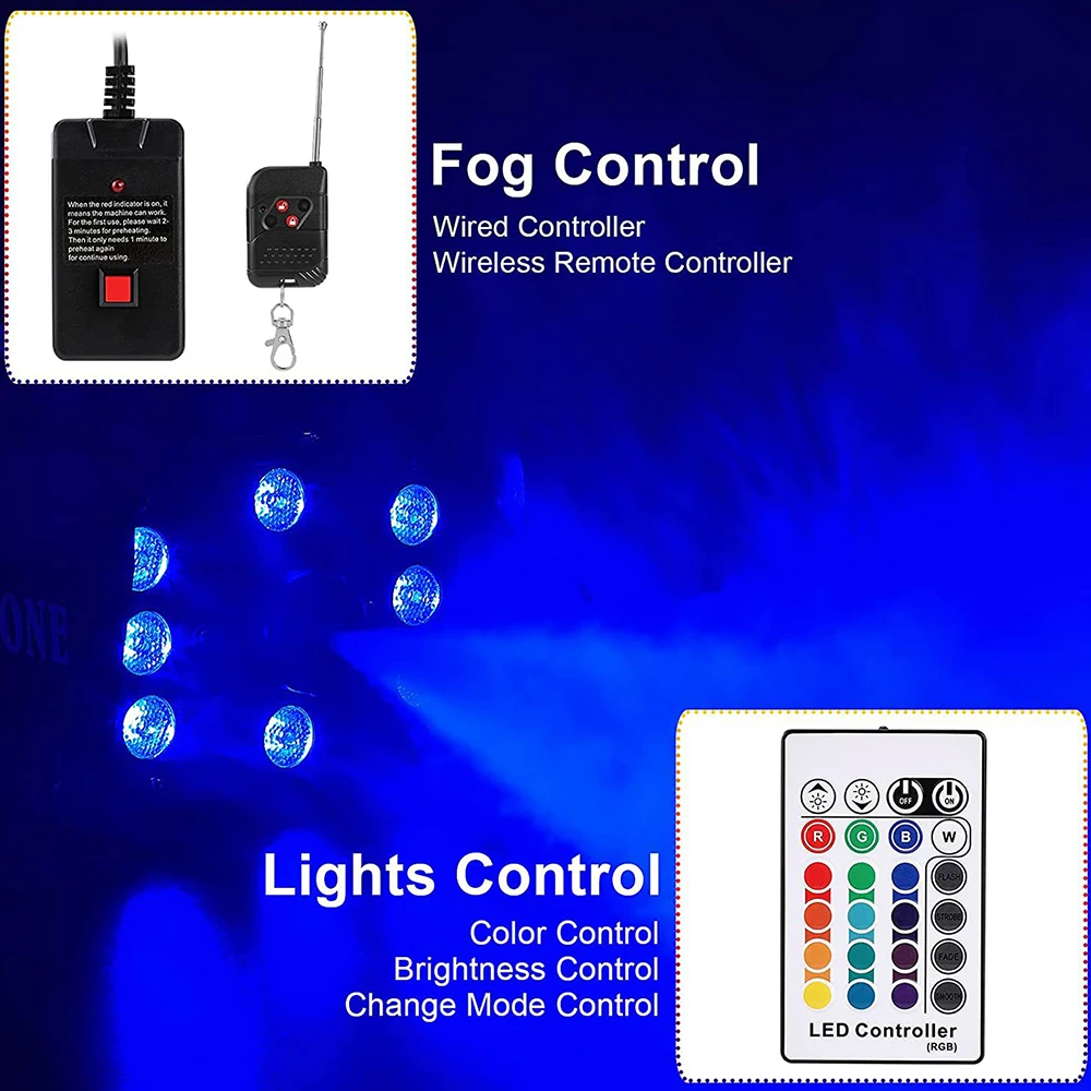 Controle remoto sem fio Fog Machine, Mini LED RGB Fog Machine, DJ Disco, Fogger para festa, casamento, palco de Natal, 500W