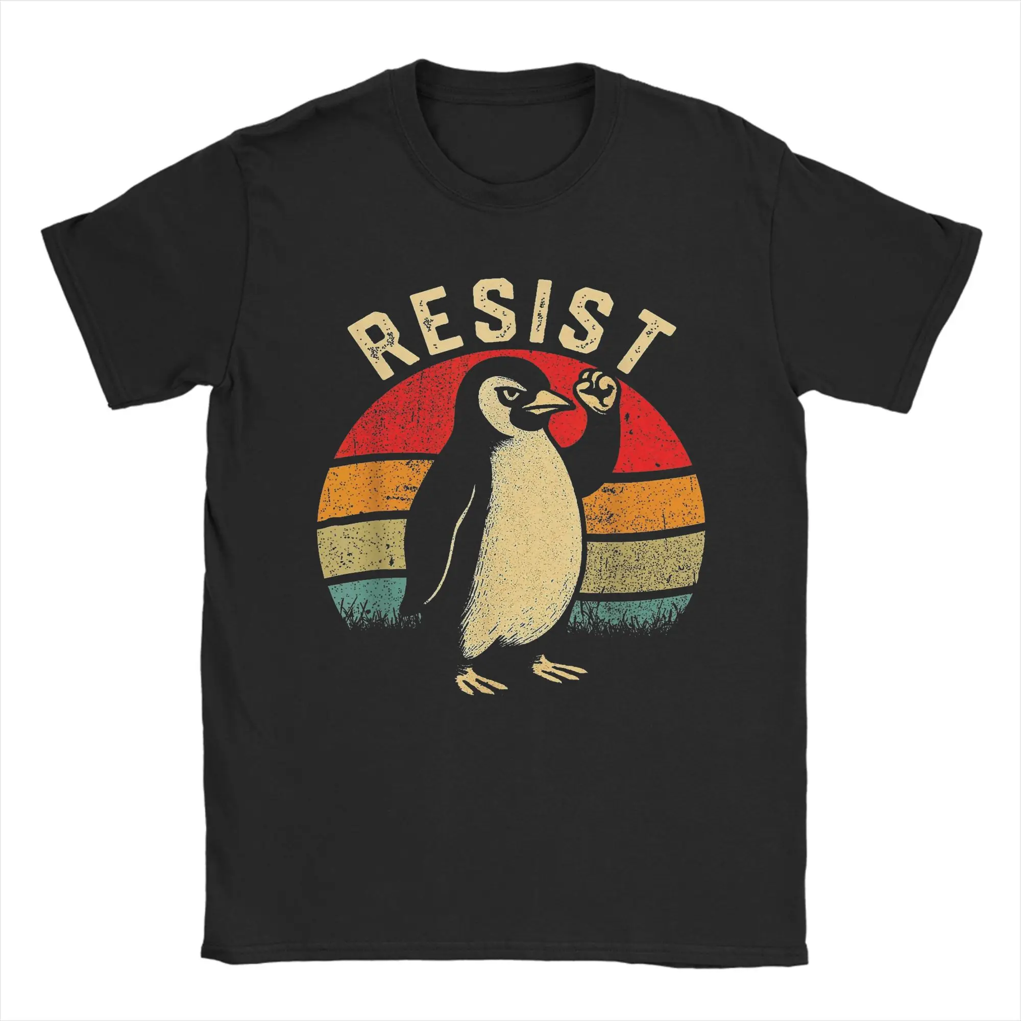 

Resist Penguin Retro Protest Animal Power Fist T-Shirt Summer Cotton T-Shirts For Men Tshirt Short Sleeve Y2K Casual Top Tees