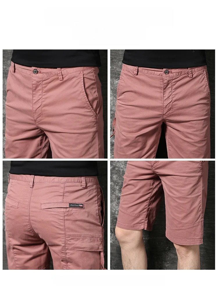 American Sle rétro vêtements de travail orts hommes été nouveau Faion coupe ajustée décontracté cinq points pantalon jeune énergie coton mélange