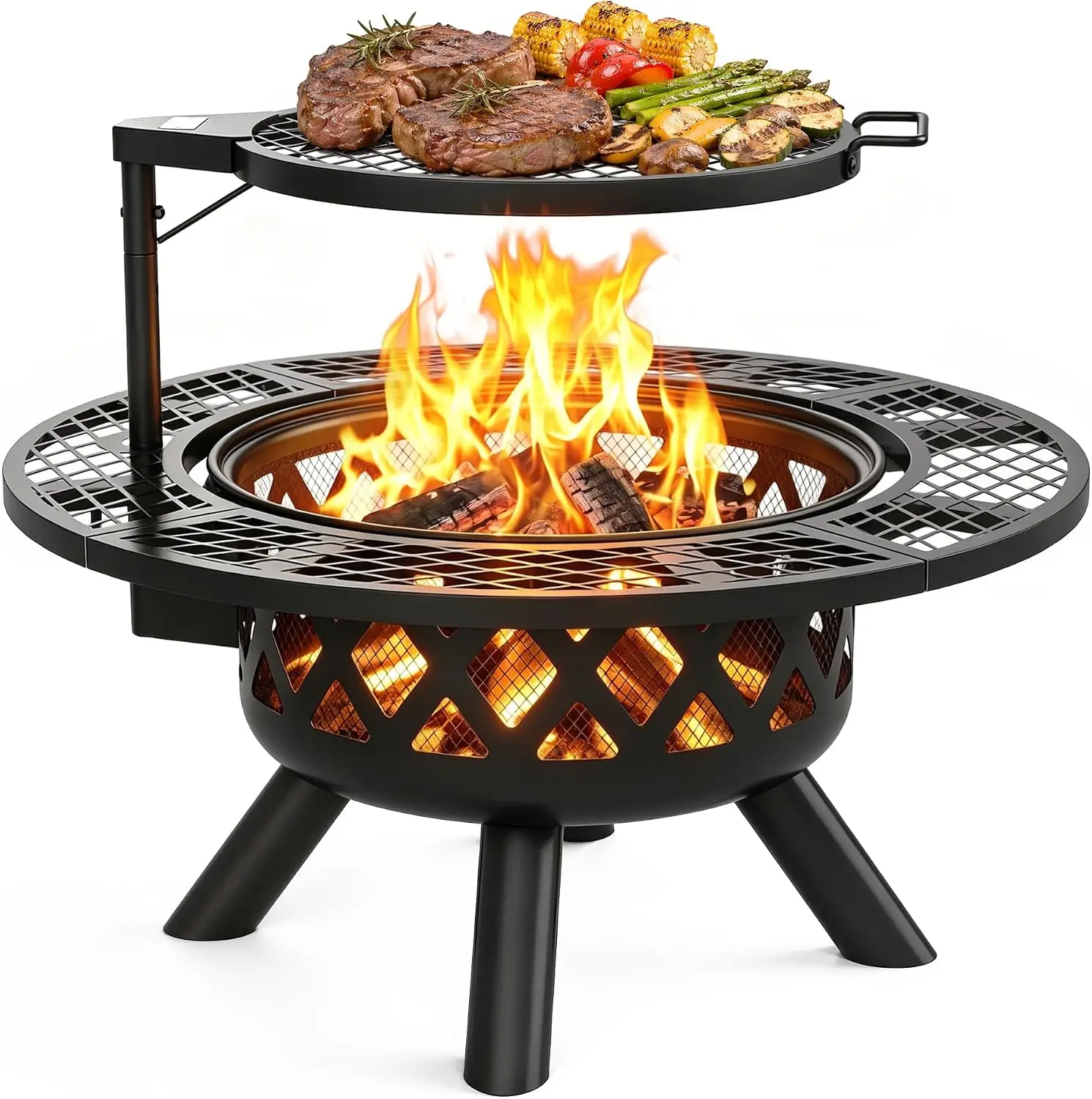 32 Inch Outdoor Fire Pits for Outside Wood Burning Fire Pit for Outdoor