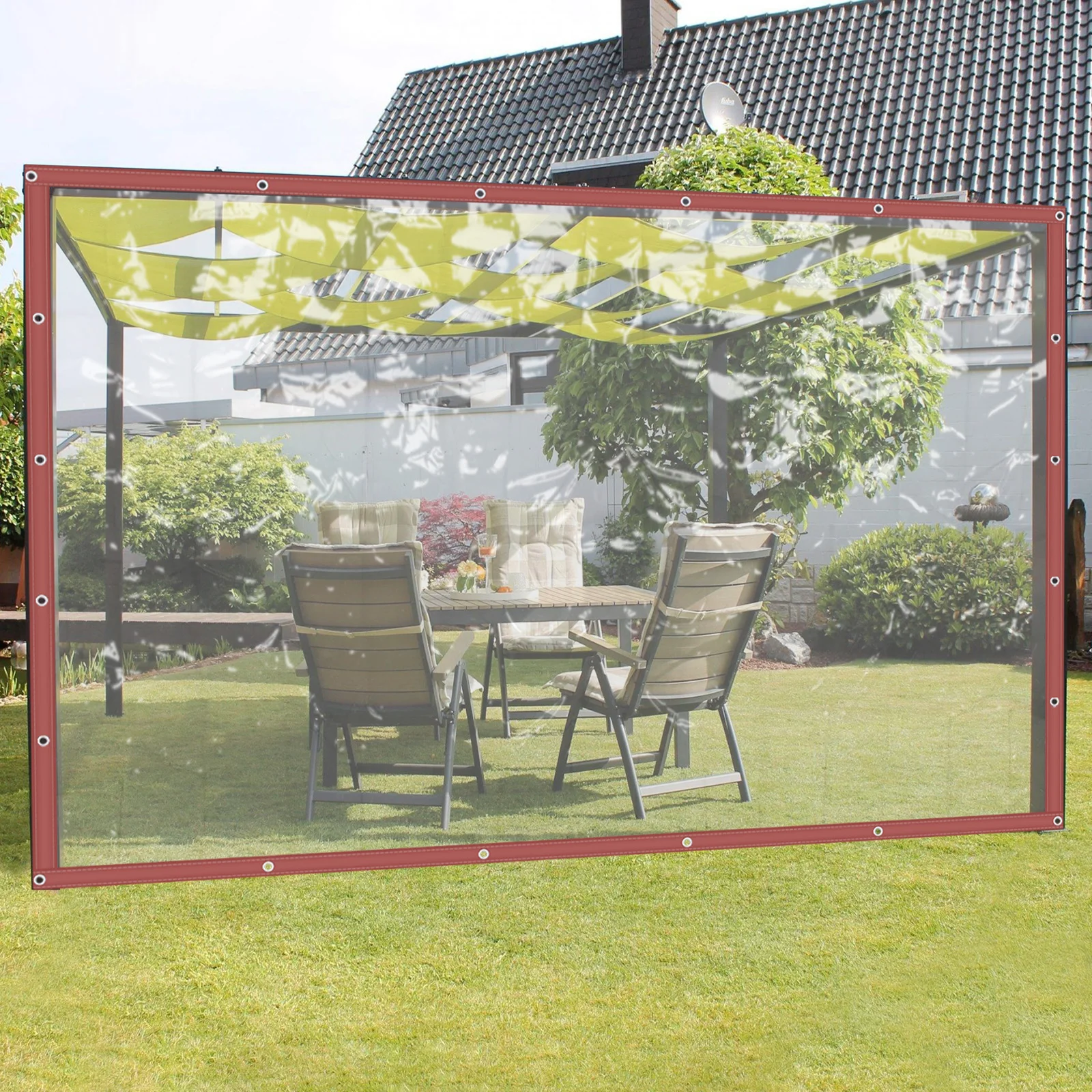 

Горячая распродажа! Водонепроницаемый холщовый брезент 8x10 футов, многоцелевой чехол из ПВХ, усиленные края и нержавеющие втулки для патио/сада