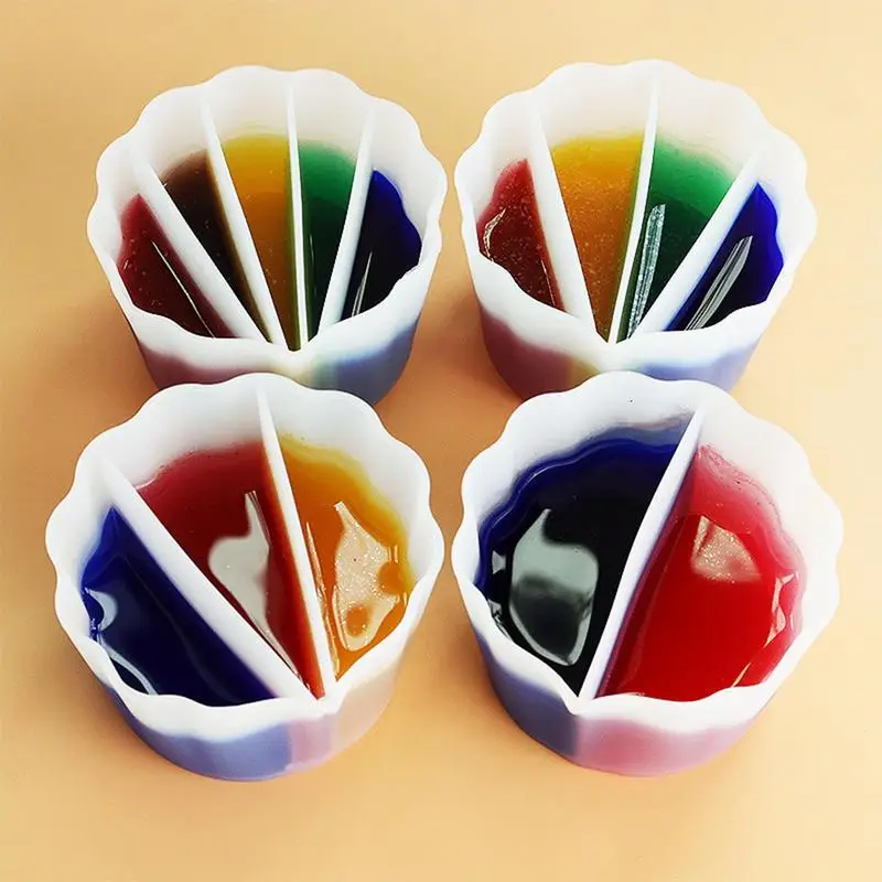 Silicone Split Cups DIY Epoxy Resin Tools Thicken And Reusable Resin Mixing Cups With 2/3/4/5 Channels For Jewelry-Making Crafts