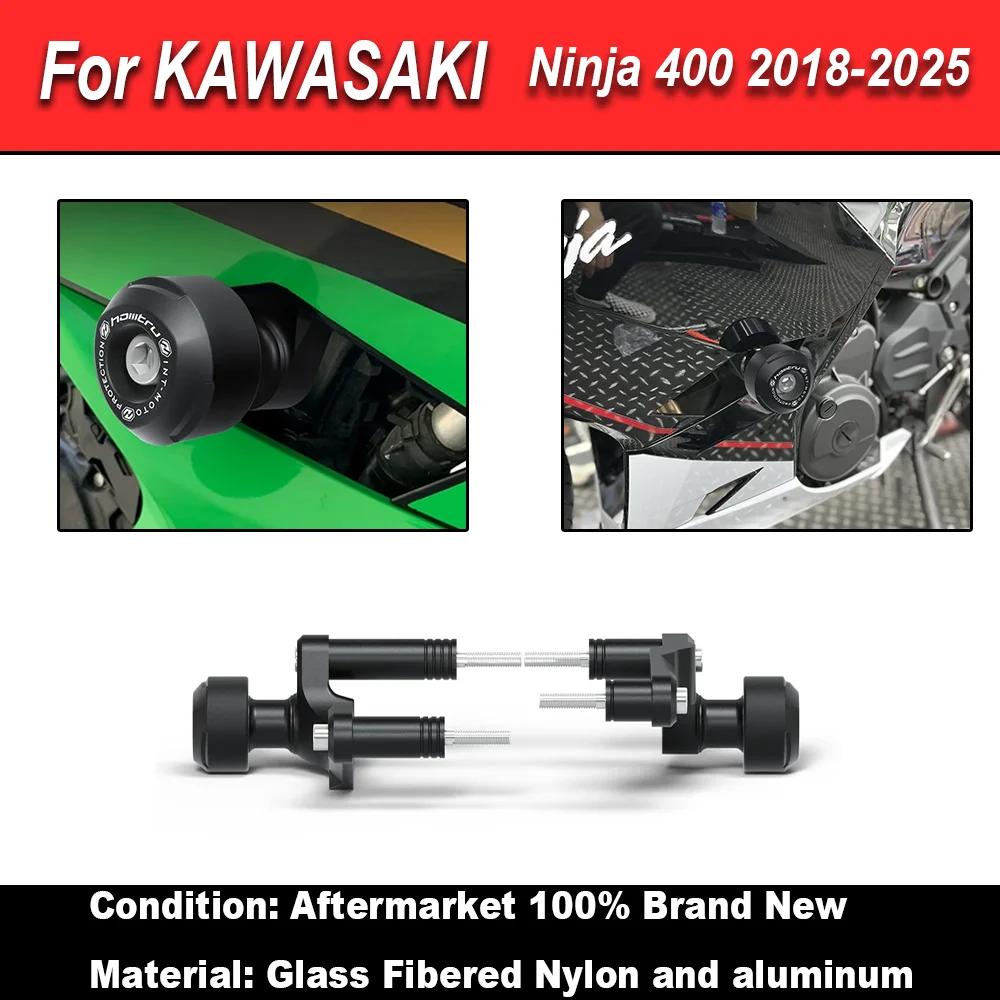 

Ползунки рамы мотоцикла, защита от столкновений для Kawasaki Ninja 400 2018-2024 гг.