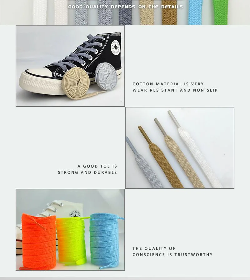 1 Paar neue, flache Baumwoll-Schnürsenkel für Sneaker, hohe Canvas-Schuhe und Freizeitschuhe, ohne Elastizität, für Herren und Damen. – Detail 6