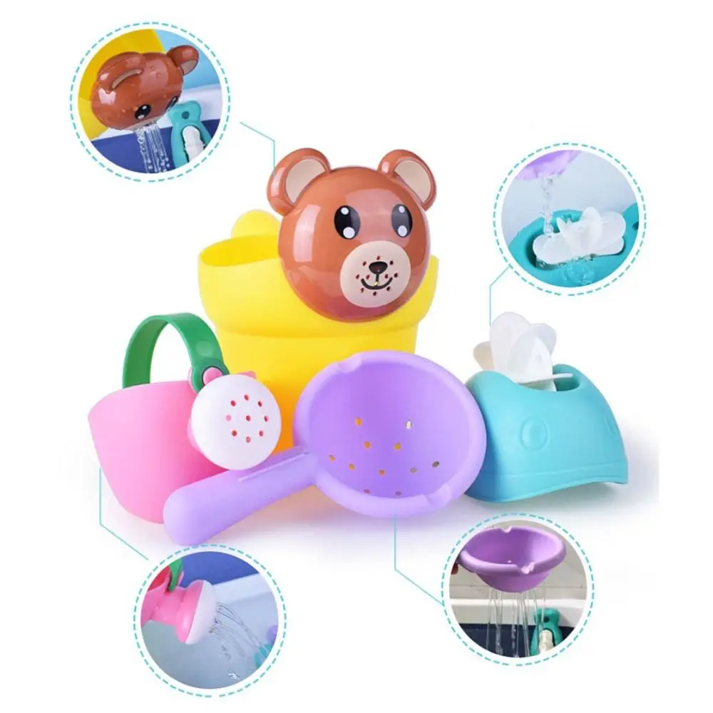 Summer Duck Bear Shape Baby Bath Toys Sand Playing Waterwheel Kids Shower Toys Bucket Interactive Water Play Toys Baby Shower